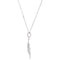 Rhodium Plate Sterling Silver Cancer Ribbon and Heart 'Fight Against Cancer' CZ Necklace, 18"