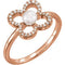 White Freshwater Cultured Pearl, Diamond Clover Ring, 14k Rose Gold (4.00-4.50mm)(.16 Ctw, Color G-H, Clarity I1)