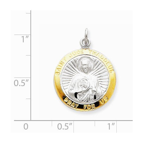 Rhodium-Plated Sterling Silver Saint Jude Thaddeus Medal (25X22MM)