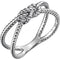 Platinum Love Knot Rope Trim Crisscross Ring, Size 6.75