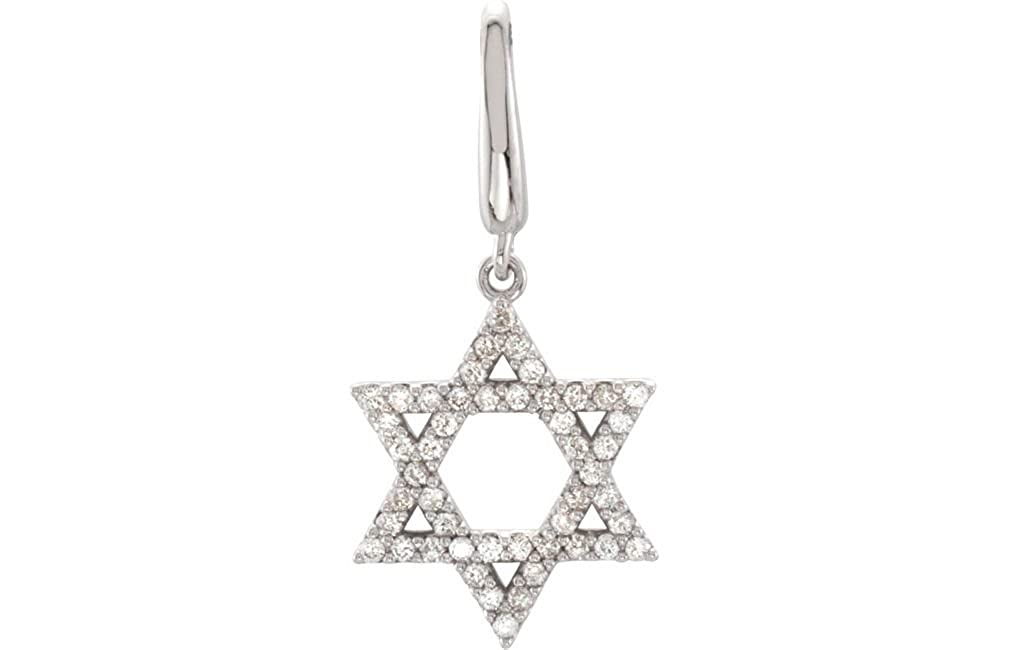 Diamond Star of David Rhodium-Plated 14k White Gold Charm Pendant (1/5 Cttw, GH Color, I1 Clarity)