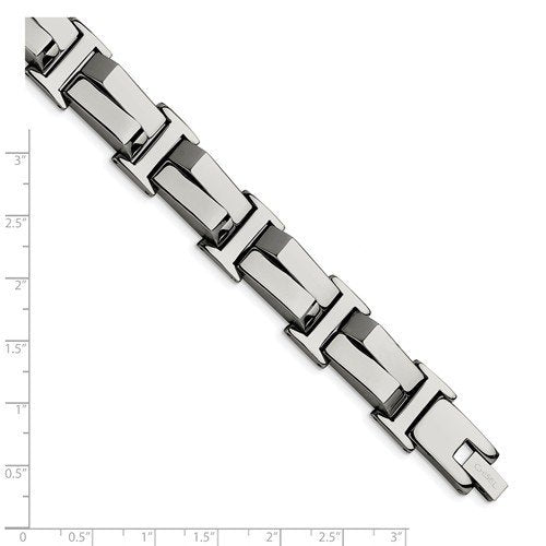 Men's Polished Stainless Steel 15mm Panther Link ID Bracelet, 8.5"