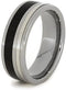 Ziricote Wood 10k White Gold, Ziricote Wood 8mm Comfort-Fit Titanium Wedding Band, Size 4.25