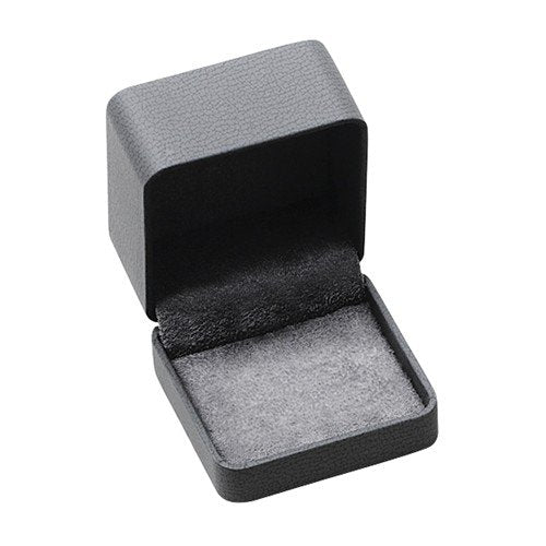 Rose IP Plated Stainless Steel Polished Textured Black Cubic Zirconia Rectangle Cuff Links