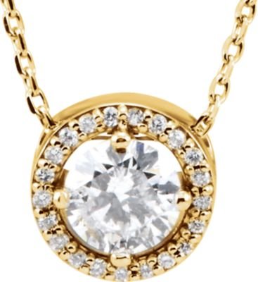 22-Stone Diamond Halo 14k Yellow Gold Pendant Necklace, 16" (.50 Cttw)