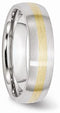 Men's Brushed Cobalt Chrome, 14k Yellow Gold Inlay 6mm Flat Band