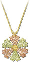 Snowflake Pendant Necklace, 10k Yellow Gold, 12k Green and Rose Gold Black Hills Gold Motif, 18"