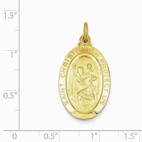 24k Gold-Plated Sterling Silver St. Christopher Medal (30X16MM)