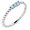 Aquamarine Beaded Ring, Rhodium-Plated 14k White Gold, Size 6.5