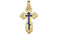 14k Yellow Gold, Blue Orthodox Cross Pendant