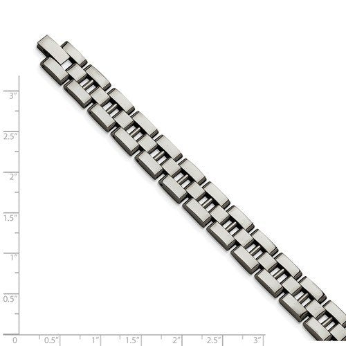 Men's Brushed and Polished Stainless Steel 11mm Link Bracelet, 8.25"