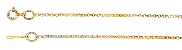 1.5mm 14k Yellow Gold Rolo Chain, 30"