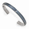 Radiance Collection Gray Titanium Groove Triple Blue Anodized Blue Sapphire Cuff Bangle Bracelet