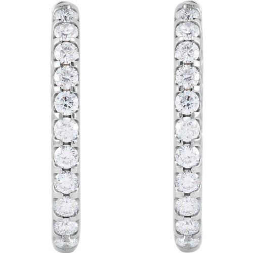 Diamond Inside-Outside Hoop Earrings, Rhodium-Plated 18k White Gold (3 Ctw, Color G-H, Clarity SI1)