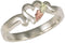 Petite Heart Bypass Ring, Sterling Silver, 12k Green and Rose Gold Black Hills Gold Motif, Size 8