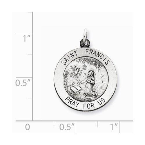 Sterling Silver Antiqued Saint Francis Medal (25X20MM)