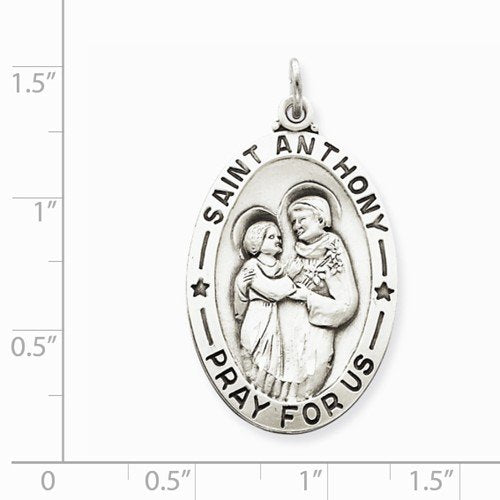 Sterling Silver Antiqued Saint Anthony Medal (35X25MM)