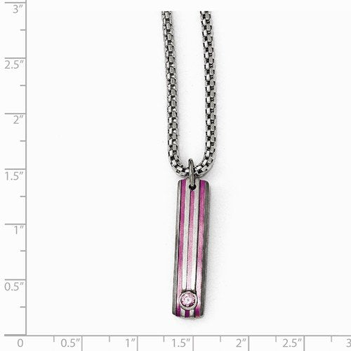 Edward Mirell Titanium Grooved Anodized and Pink Sapphire Pendant Necklace, 16"-18"