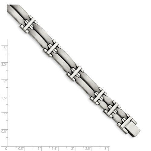 Men's Brushed and Polished Stainless Steel Link Bracelet, 8.5 "