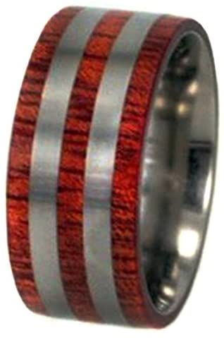 Bloodwood, Titanium Pinstripes 10mm Comfort Fit Titanium Wedding Band, Size 11