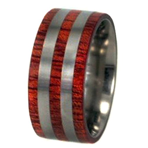 Bloodwood, Titanium Pinstripes 10mm Comfort Fit Titanium Wedding Band, Size 9.25