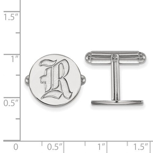 Sterling Silver Rice University Round Cuff Links,15MM