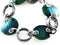 Black Ti, Sterling Silver Anodized Blue-Green 21mm Link Bracelet, 8"