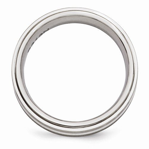 Edward Mirell Brushed Titanium with Sterling Silver Inlay 7mm Wedding Band