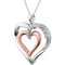 Sterling Silver and Rose Gold Plate Diamond Heart Necklace, 18"