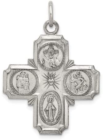 Sterling Silver Antiqued 4-Way Medal Pendant (33X25 MM)