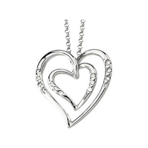 14k White Gold Diamond Heart Necklace (GHI Color, I1 Clarity, 1/10 Cttw)