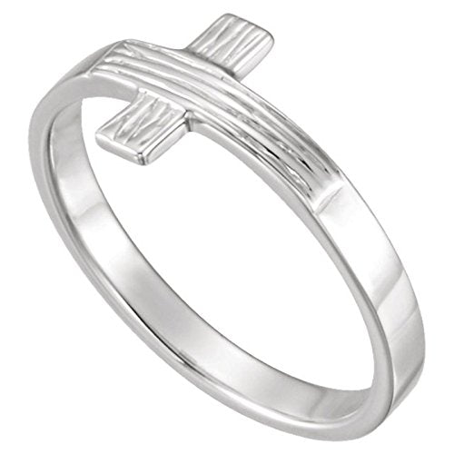 Women's 14k White Gold 'The Rugged Cross' Chastity Ring, Size 8
