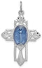 Rhodium-Plated Sterling Silver Miraculous Medal Cross Pendant (36X23MM)