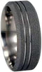 Grooved Pinstripes Sandblast Titanium Ring, Couples Wedding Band Set, M9.5-F8