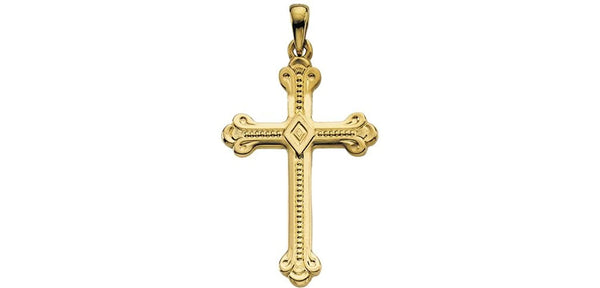 Botonee Bead Finish Cross 14k Yellow Gold Pendant