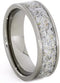 Green Stardust Band with Meteorite and Yellow Gold 7mm Comfort-Fit Titanium Ring