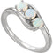 Opal Cabochon 3-Stone Past, Present, Future Ring, Rhodium-Plated 14k White Gold, Size 6.5