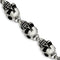 Men's Polished Stainless Steel 15mm Antiqued Skulls Bracelet, 8.5"