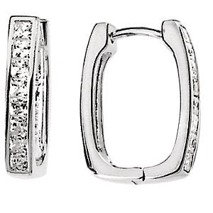 CZ Hoop Earrings, Sterling Silver