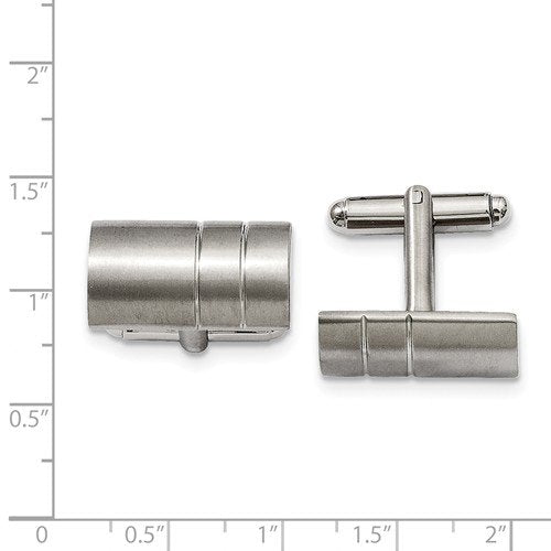 Grey Titanium Satin-Brushed Cylindrical Cuff Links,12X22MM