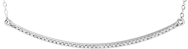 Diamond Bar Necklace in 14k White Gold, 16-18" (1/6 Cttw)