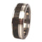 Ziricote Wood, 14K White Gold 7mm Comfort Fit Titanium Wedding Band, Size 10