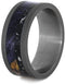 Blue Box Elder Burl Wood, Black Stardust 8mm Sandblasted Titanium Comfort-Fit Band, Size 5