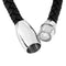 Men's Bead and Ion Plating Black Leather Bracelet, Stainless Steel, 8.5"