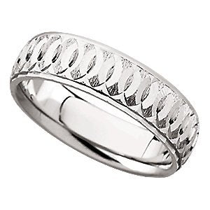 6mm 14k White Gold Circle Pattern Band Size 7