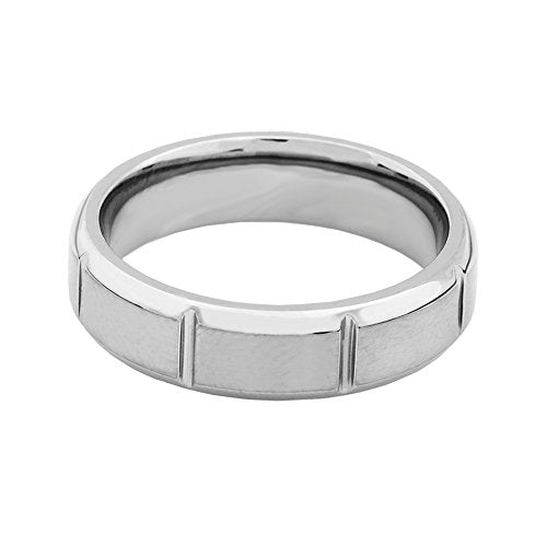 Men's Titanium Grooved 6mm Comfort-Fit Beveled Band