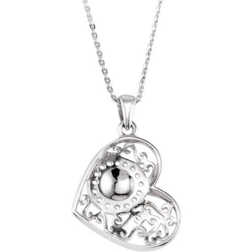 Ave 369 'Handprints on My Heart' Memorial Pendant Necklace, Rhodium Plate Sterling Silver, 18"