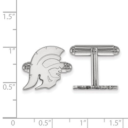 Rhodium-Plated Sterling Silver University Of Southern California Cuff Links, 16MM
