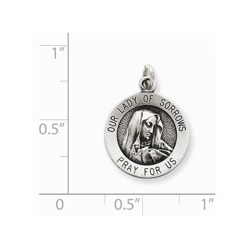 Sterling Silver Antiqued Our Lady Of Sorrows Medal (20X15MM)