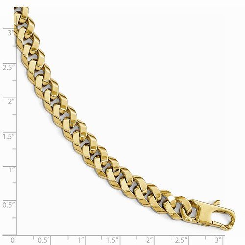 Men's Polished 14k Yellow Gold 8.5mm Beveled Curb Bracelet, 8"